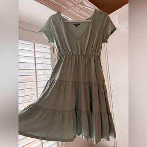 Wild Fable Sage Green Tiered Mini Dress